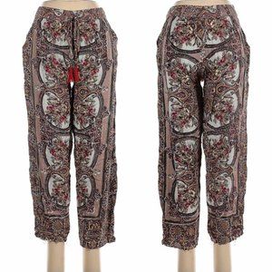 Angie • Floral Printed Casual Pants With Tassel
